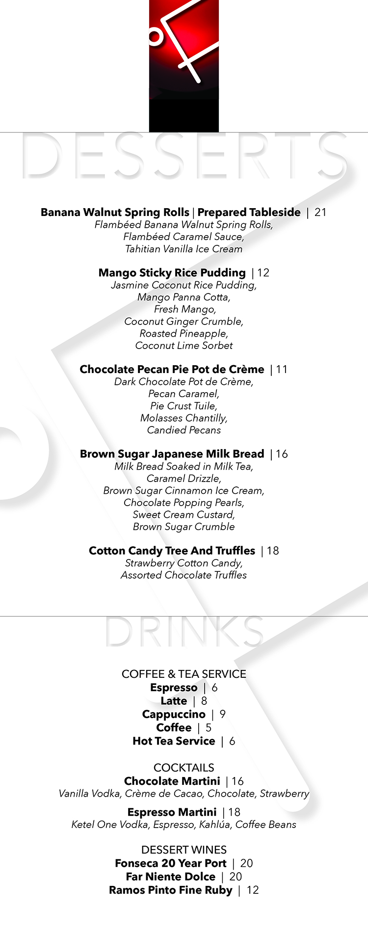 Fahrenheit Cleveland Menus