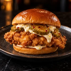 Crispy Chicken Sandwich with Spicy Pickles